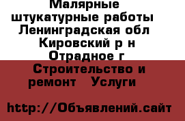 Малярные , штукатурные работы. - Ленинградская обл., Кировский р-н, Отрадное г. Строительство и ремонт » Услуги   